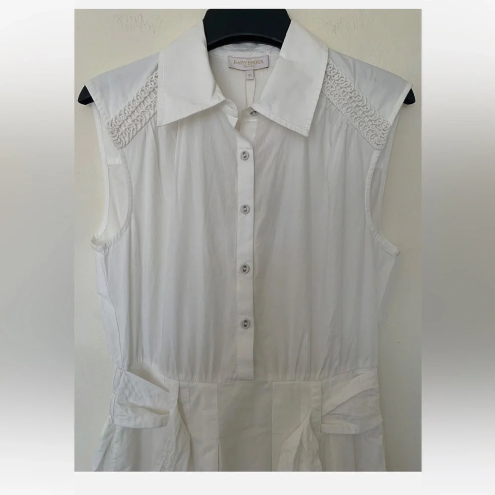 New Ramy Brook Celina Midi Shirtdress in White Size XS - Picture 5 of 12